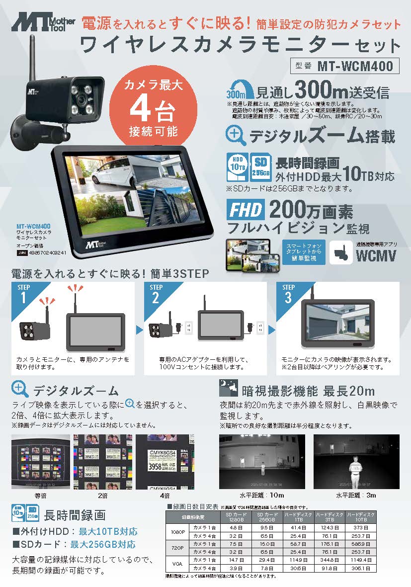 セキュリティーカメラモニターセット